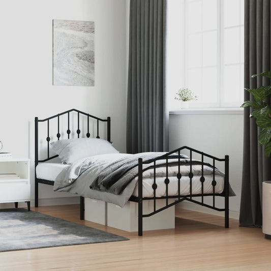 Bedframe met hoofd- en voeteneinde metaal zwart 80x200 cm is nu te koop bij PeponiXL, paradijselijk wonen!