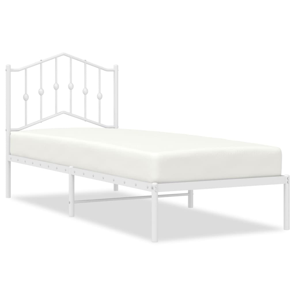 Bedframe met hoofdbord metaal wit 90x190 cm is nu te koop bij PeponiXL, paradijselijk wonen!