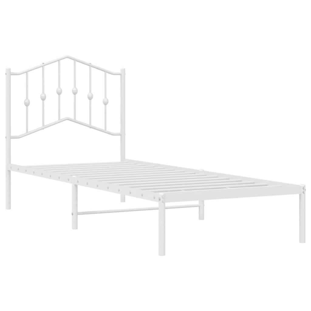 Bedframe met hoofdbord metaal wit 90x190 cm is nu te koop bij PeponiXL, paradijselijk wonen!