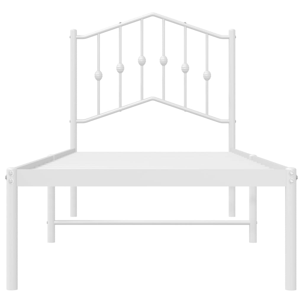 Bedframe met hoofdbord metaal wit 90x190 cm is nu te koop bij PeponiXL, paradijselijk wonen!