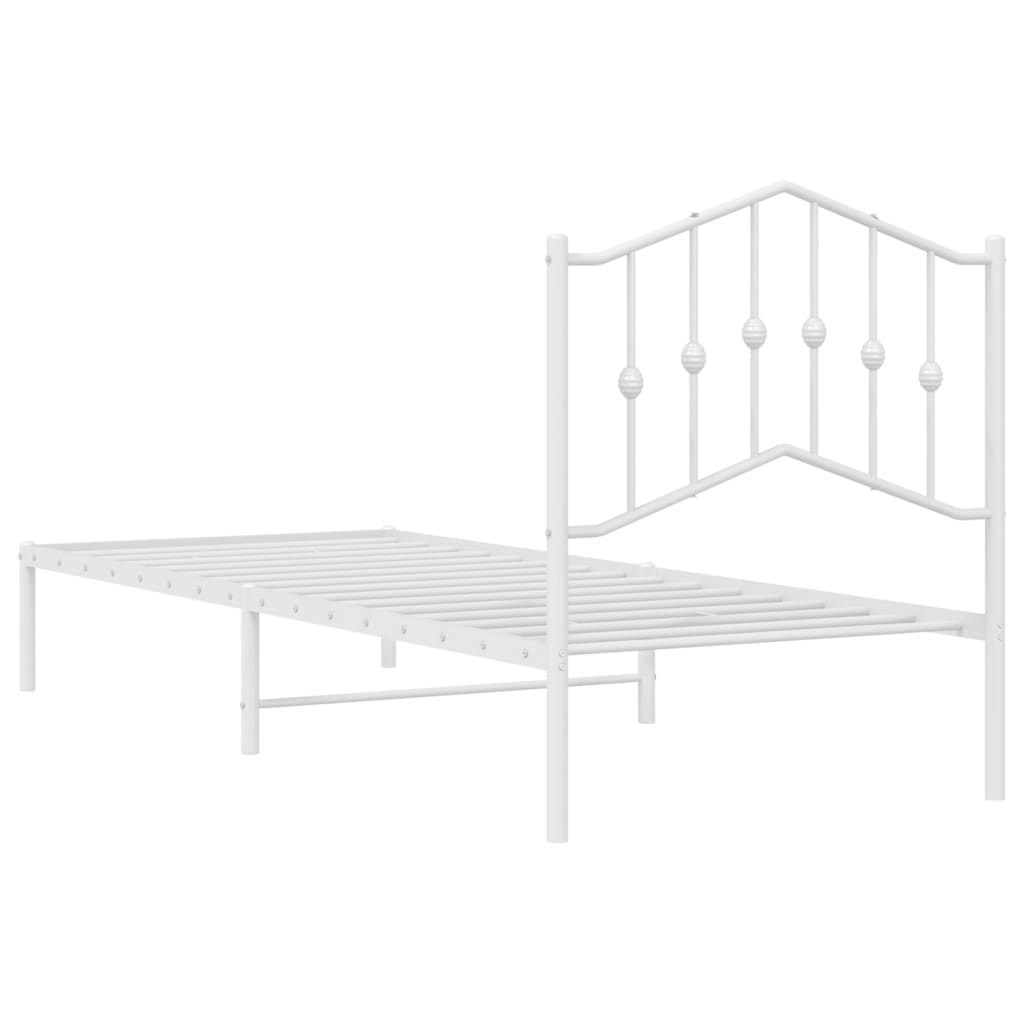 Bedframe met hoofdbord metaal wit 90x190 cm is nu te koop bij PeponiXL, paradijselijk wonen!