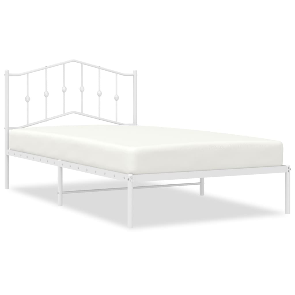 Bedframe met hoofdbord metaal wit 107x203 cm is nu te koop bij PeponiXL, paradijselijk wonen!