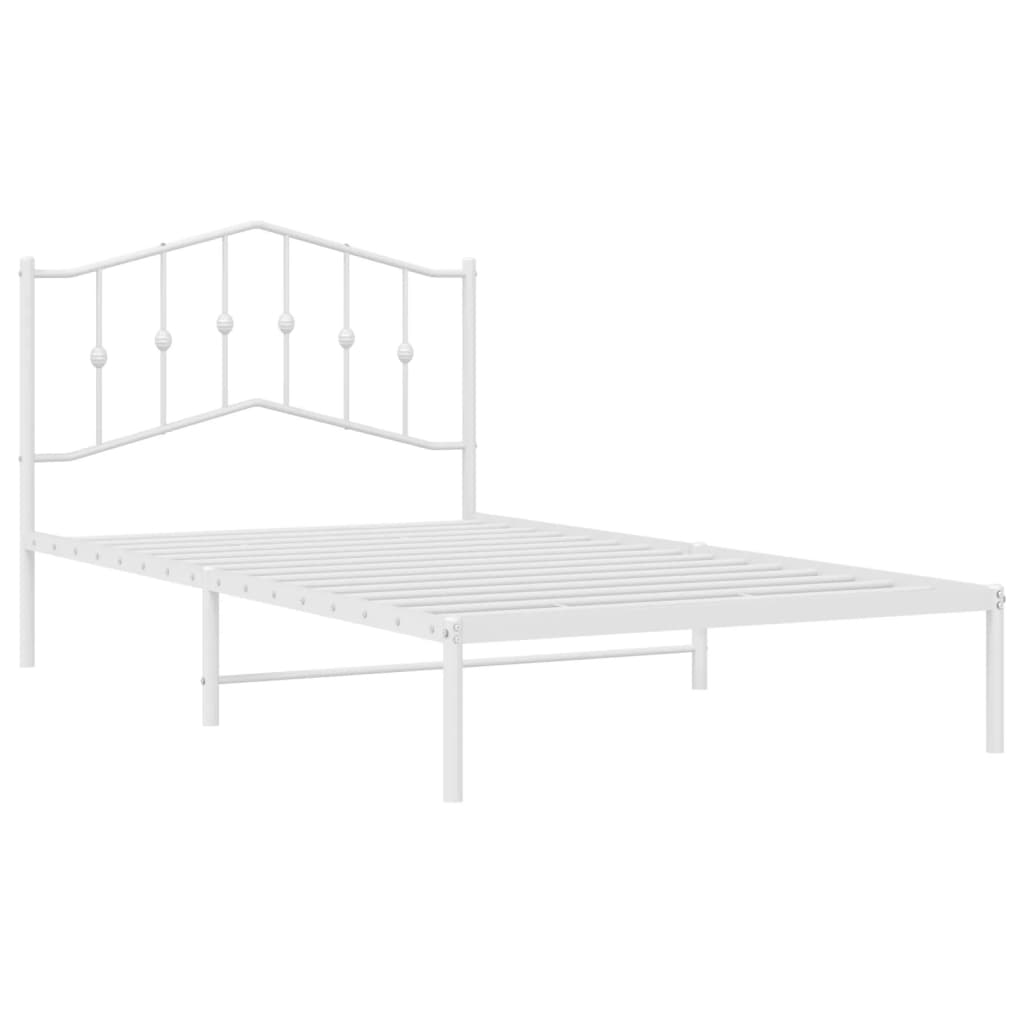 Bedframe met hoofdbord metaal wit 107x203 cm is nu te koop bij PeponiXL, paradijselijk wonen!