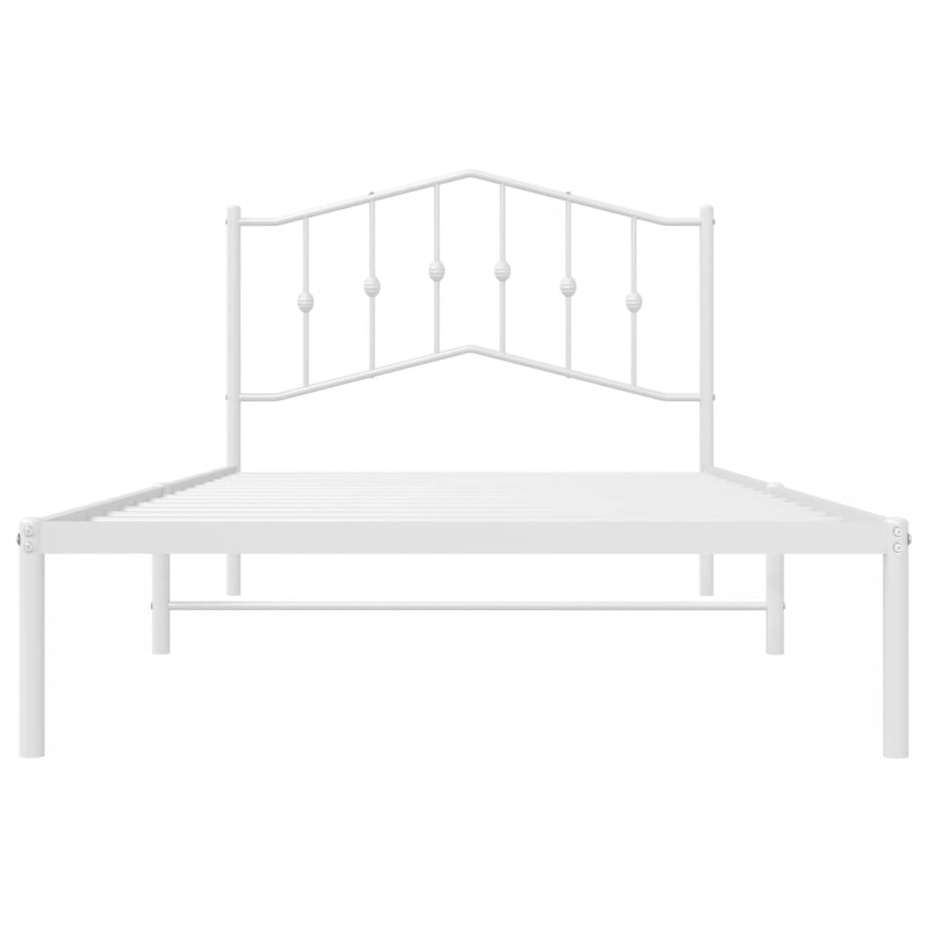 Bedframe met hoofdbord metaal wit 107x203 cm is nu te koop bij PeponiXL, paradijselijk wonen!