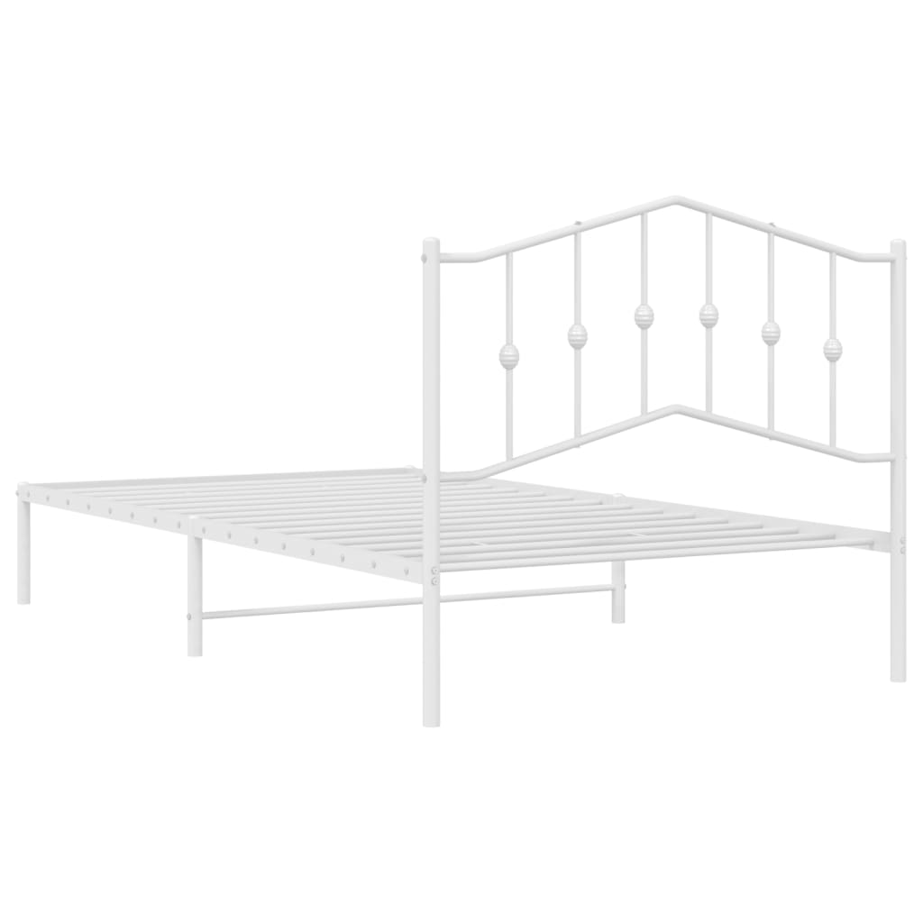 Bedframe met hoofdbord metaal wit 107x203 cm is nu te koop bij PeponiXL, paradijselijk wonen!