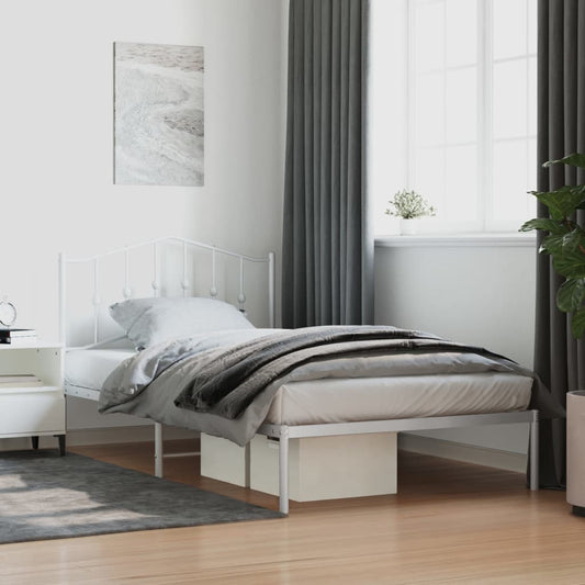 Bedframe met hoofdbord metaal wit 107x203 cm is nu te koop bij PeponiXL, paradijselijk wonen!