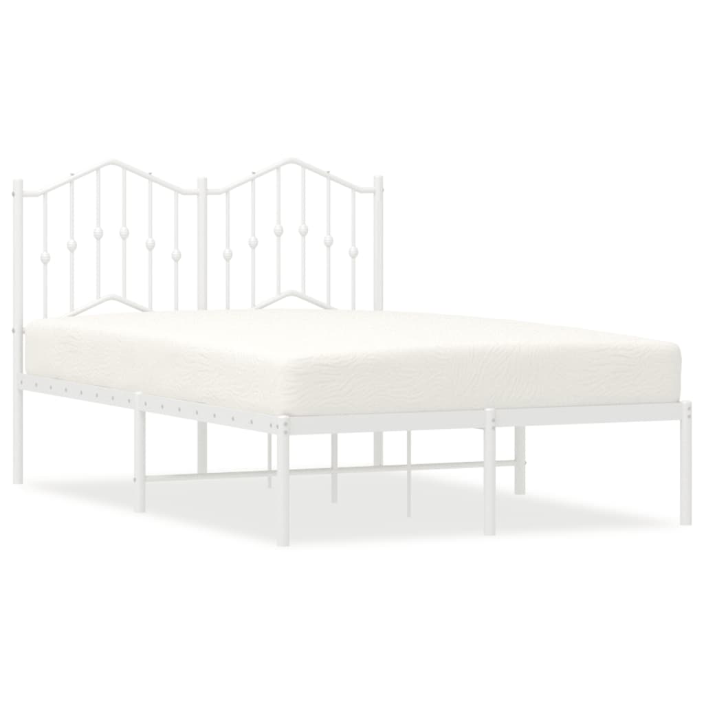 Bedframe met hoofdbord metaal wit 120x200 cm is nu te koop bij PeponiXL, paradijselijk wonen!