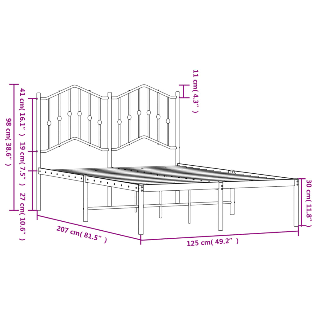 Bedframe met hoofdbord metaal wit 120x200 cm is nu te koop bij PeponiXL, paradijselijk wonen!