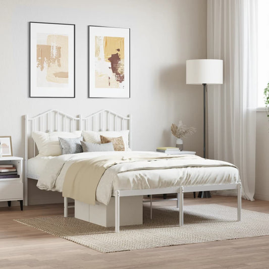 Bedframe met hoofdbord metaal wit 120x200 cm is nu te koop bij PeponiXL, paradijselijk wonen!
