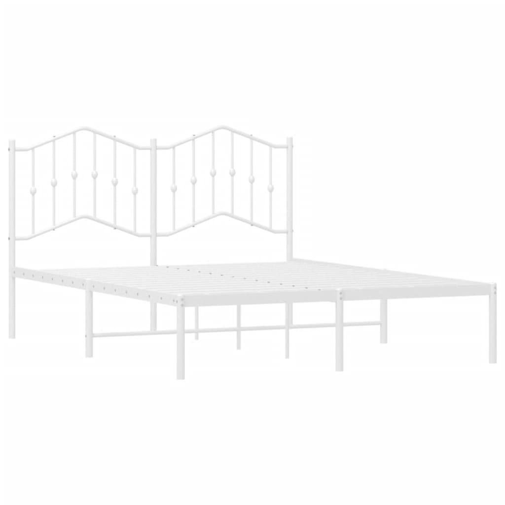 Bedframe met hoofdbord metaal wit 140x190 cm is nu te koop bij PeponiXL, paradijselijk wonen!