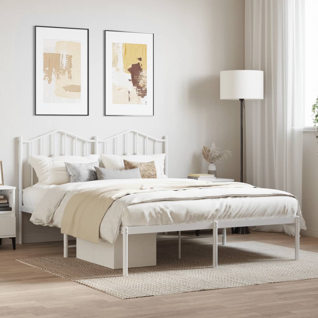 Bedframe met hoofdbord metaal wit 140x190 cm is nu te koop bij PeponiXL, paradijselijk wonen!