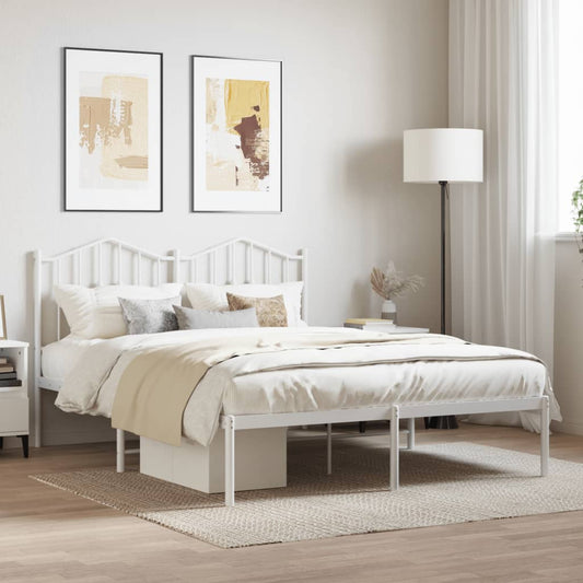Bedframe met hoofdbord metaal wit 140x190 cm is nu te koop bij PeponiXL, paradijselijk wonen!