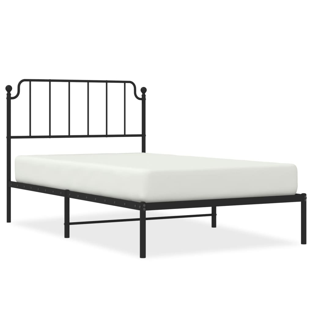 Bedframe met hoofdbord metaal zwart 107x203 cm is nu te koop bij PeponiXL, paradijselijk wonen!