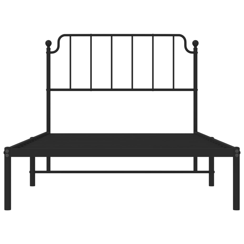 Bedframe met hoofdbord metaal zwart 107x203 cm is nu te koop bij PeponiXL, paradijselijk wonen!