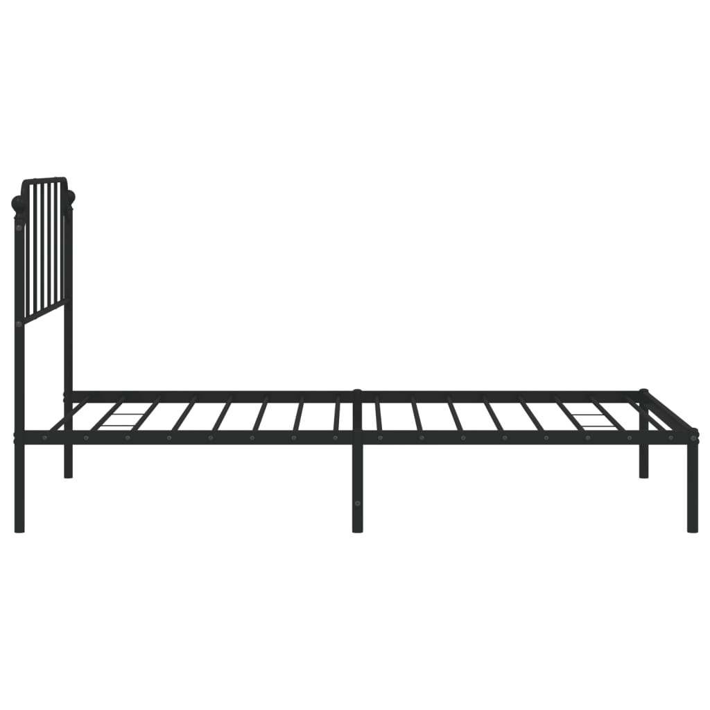 Bedframe met hoofdbord metaal zwart 107x203 cm is nu te koop bij PeponiXL, paradijselijk wonen!