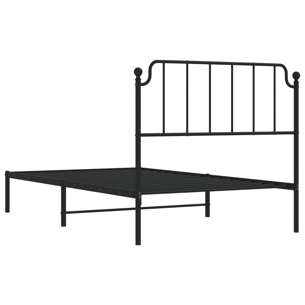 Bedframe met hoofdbord metaal zwart 107x203 cm is nu te koop bij PeponiXL, paradijselijk wonen!