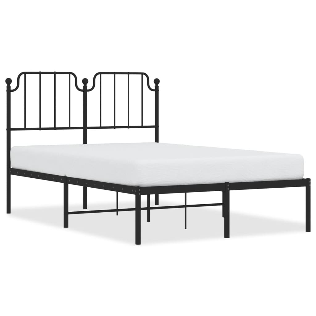 Bedframe met hoofdbord metaal zwart 120x190 cm is nu te koop bij PeponiXL, paradijselijk wonen!