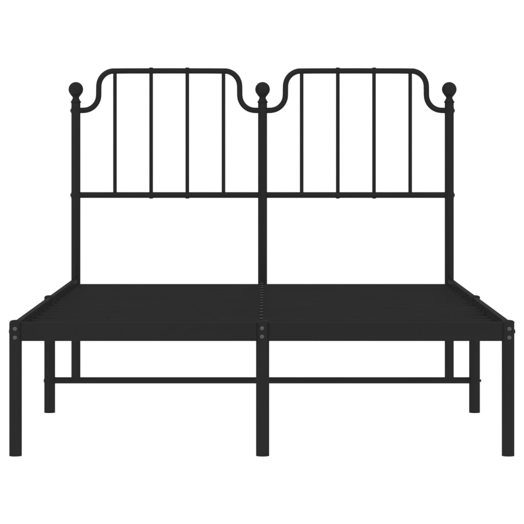 Bedframe met hoofdbord metaal zwart 120x190 cm is nu te koop bij PeponiXL, paradijselijk wonen!