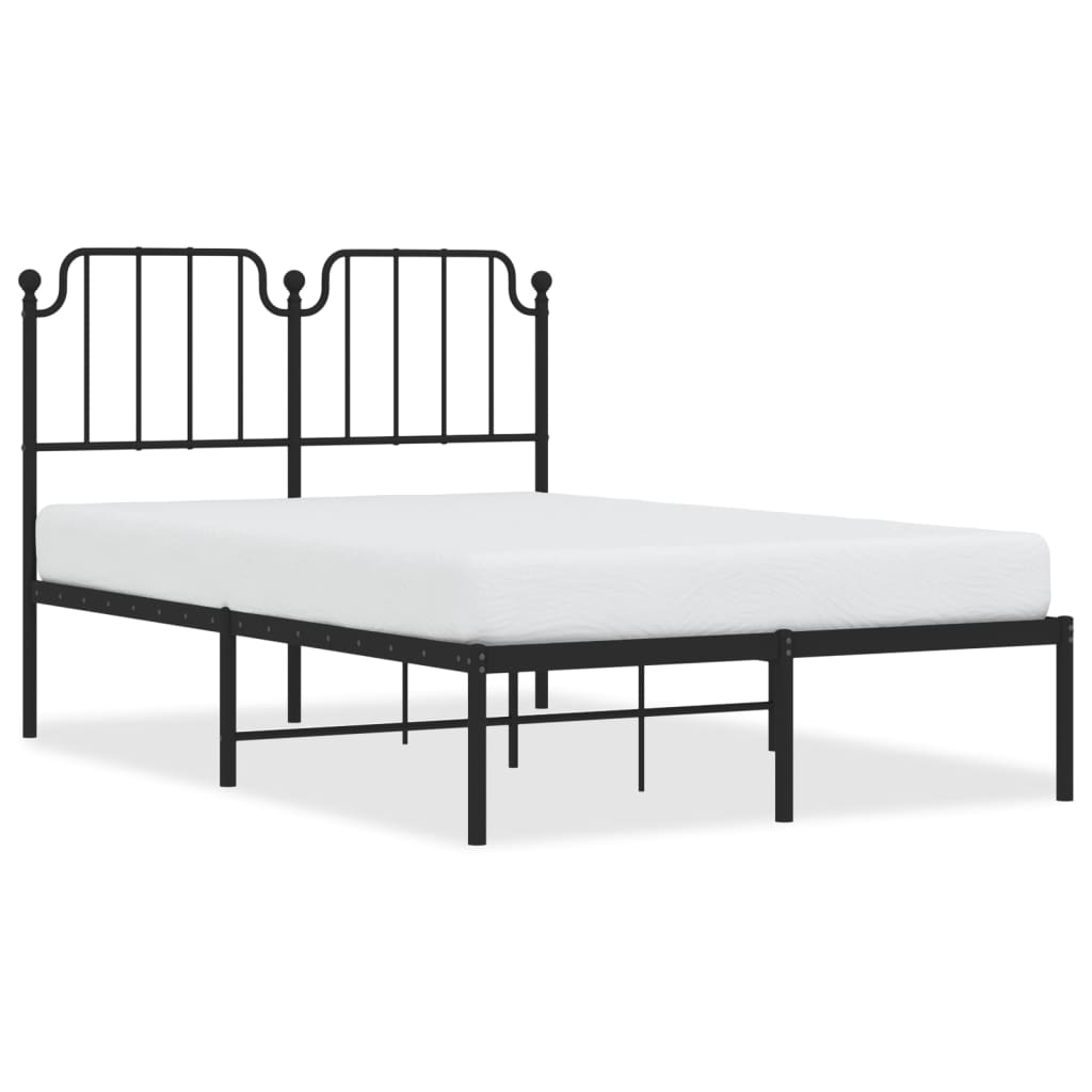 Bedframe met hoofdbord metaal zwart 120x200 cm is nu te koop bij PeponiXL, paradijselijk wonen!