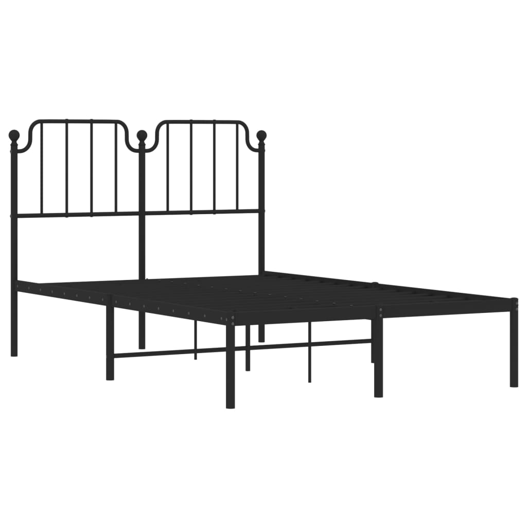 Bedframe met hoofdbord metaal zwart 120x200 cm is nu te koop bij PeponiXL, paradijselijk wonen!