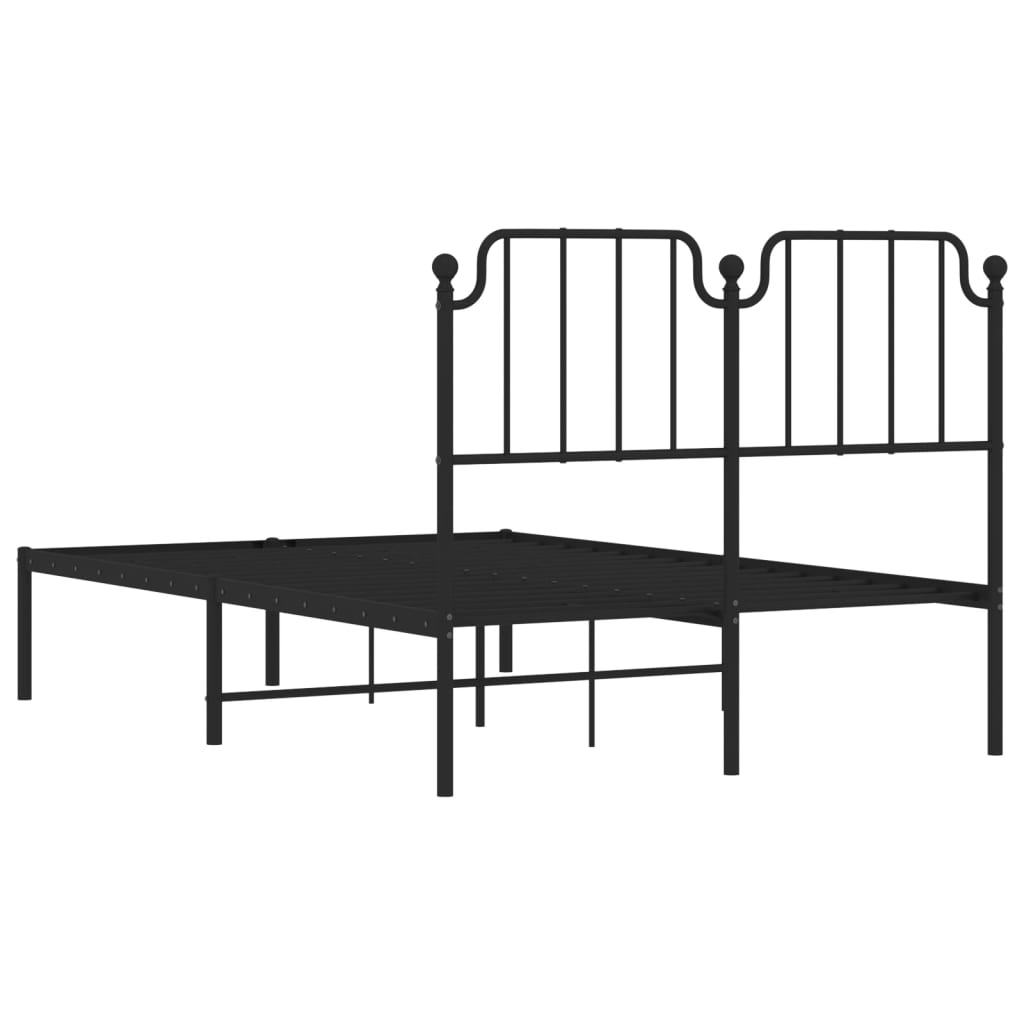 Bedframe met hoofdbord metaal zwart 120x200 cm is nu te koop bij PeponiXL, paradijselijk wonen!