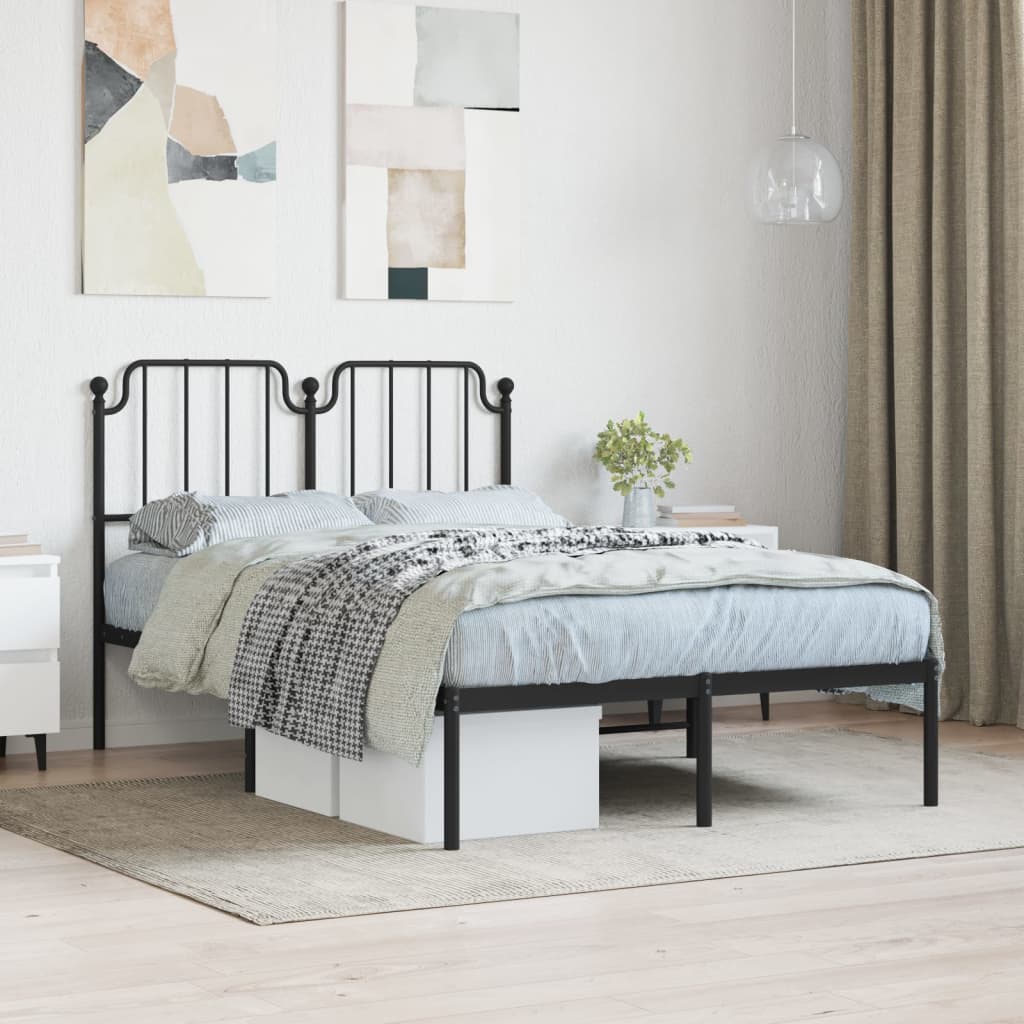 Bedframe met hoofdbord metaal zwart 120x200 cm is nu te koop bij PeponiXL, paradijselijk wonen!