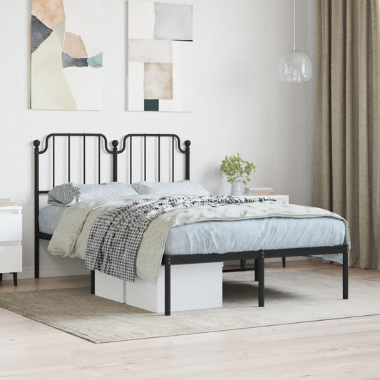 Bedframe met hoofdbord metaal zwart 120x200 cm is nu te koop bij PeponiXL, paradijselijk wonen!