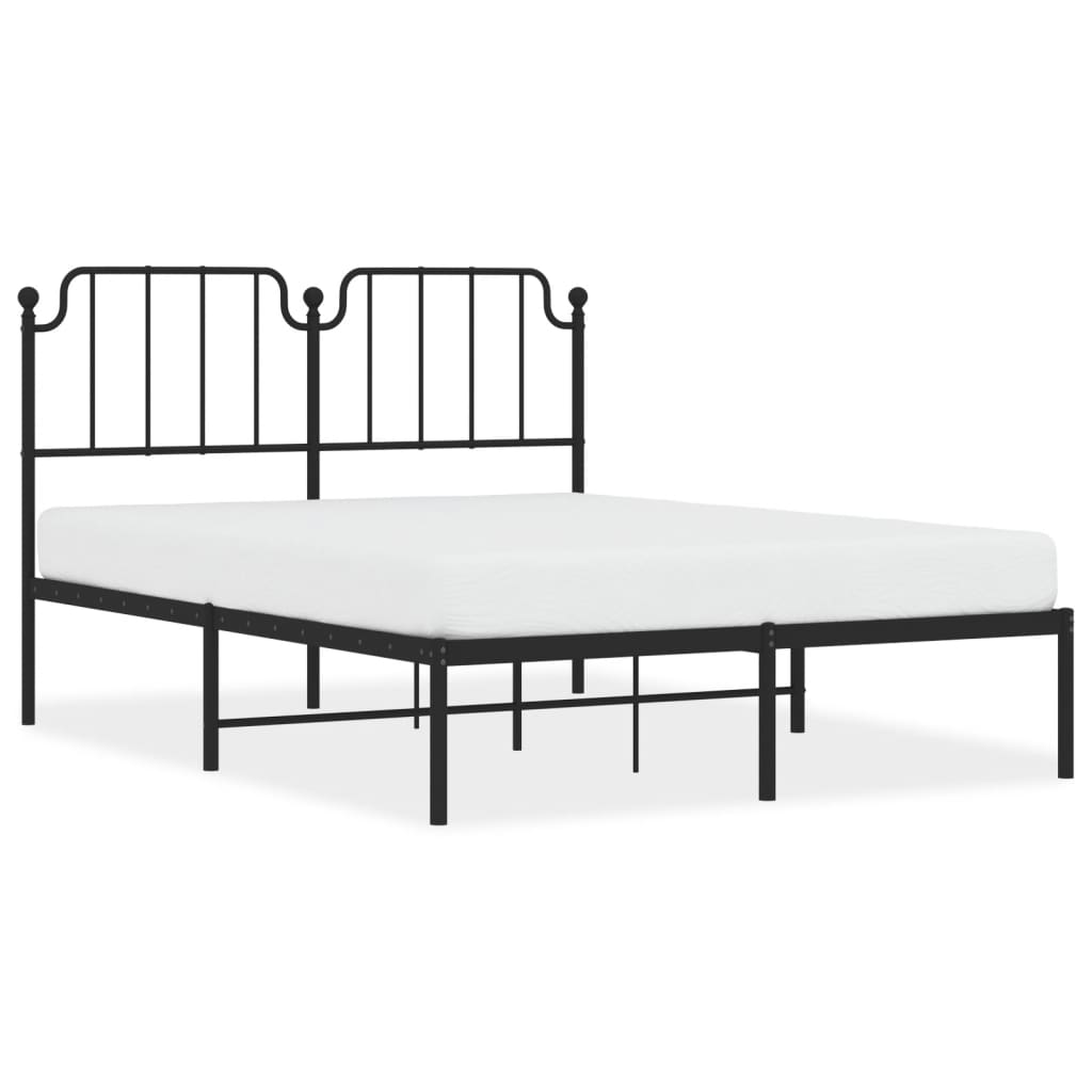 Bedframe met hoofdbord metaal zwart 140x190 cm is nu te koop bij PeponiXL, paradijselijk wonen!