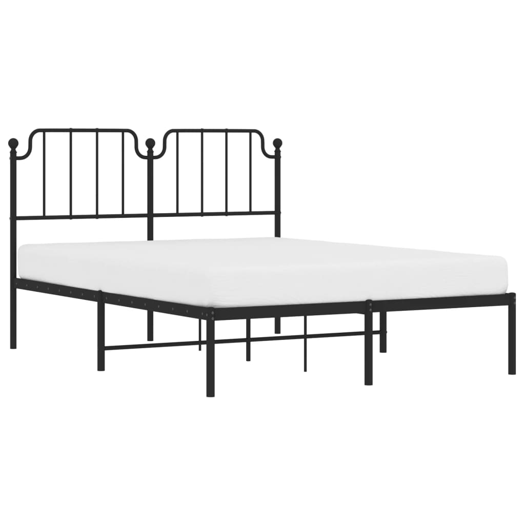 Bedframe met hoofdbord metaal zwart 140x190 cm is nu te koop bij PeponiXL, paradijselijk wonen!