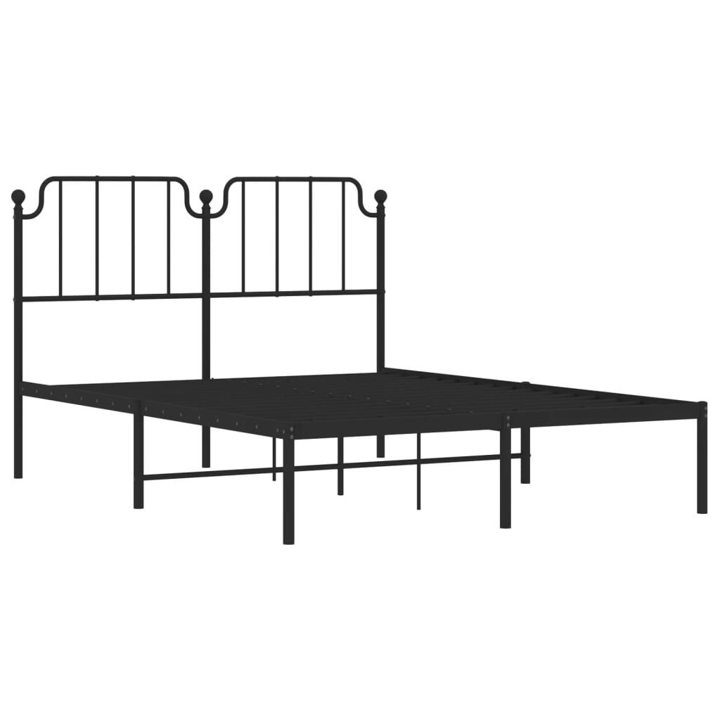 Bedframe met hoofdbord metaal zwart 140x190 cm is nu te koop bij PeponiXL, paradijselijk wonen!