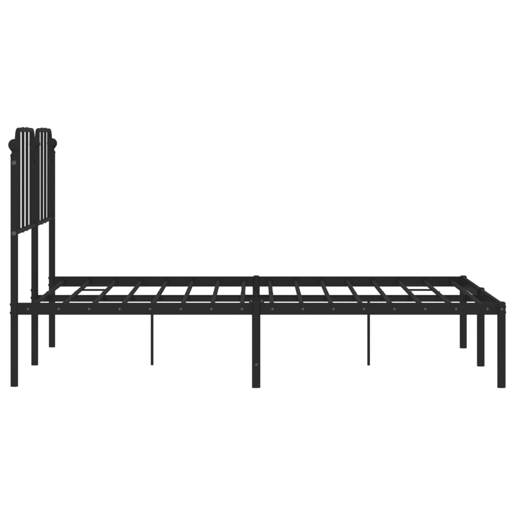 Bedframe met hoofdbord metaal zwart 140x190 cm is nu te koop bij PeponiXL, paradijselijk wonen!