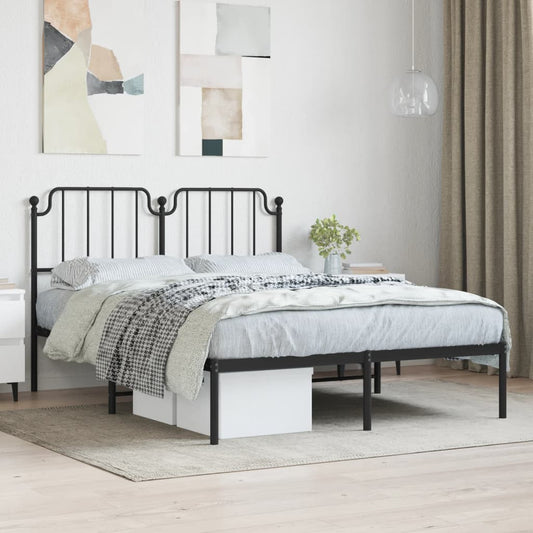 Bedframe met hoofdbord metaal zwart 140x190 cm is nu te koop bij PeponiXL, paradijselijk wonen!