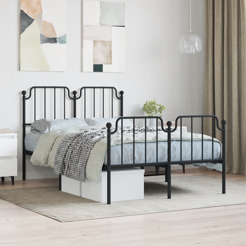 Bedframe met hoofd- en voeteneinde metaal zwart 120x200 cm is nu te koop bij PeponiXL, paradijselijk wonen!