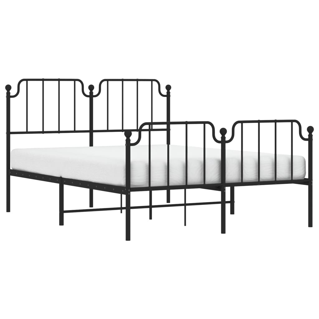 Bedframe met hoofd- en voeteneinde metaal zwart 140x190 cm is nu te koop bij PeponiXL, paradijselijk wonen!