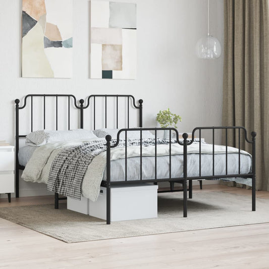 Bedframe met hoofd- en voeteneinde metaal zwart 140x190 cm is nu te koop bij PeponiXL, paradijselijk wonen!