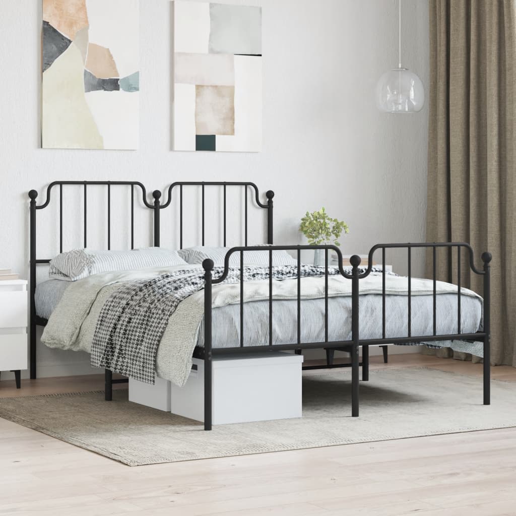 Bedframe met hoofd- en voeteneinde metaal zwart 140x200 cm is nu te koop bij PeponiXL, paradijselijk wonen!