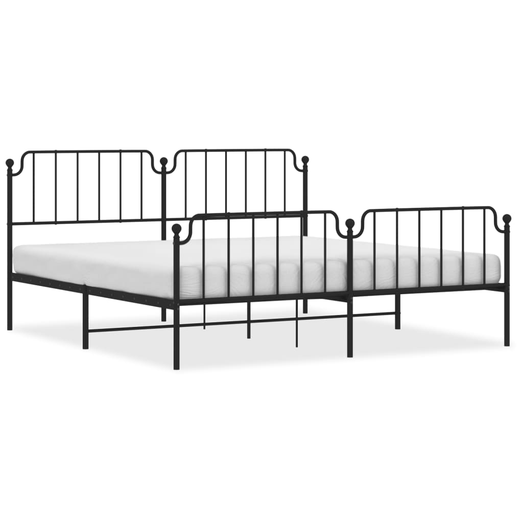 Bedframe met hoofd- en voeteneinde metaal zwart 193x203 cm is nu te koop bij PeponiXL, paradijselijk wonen!