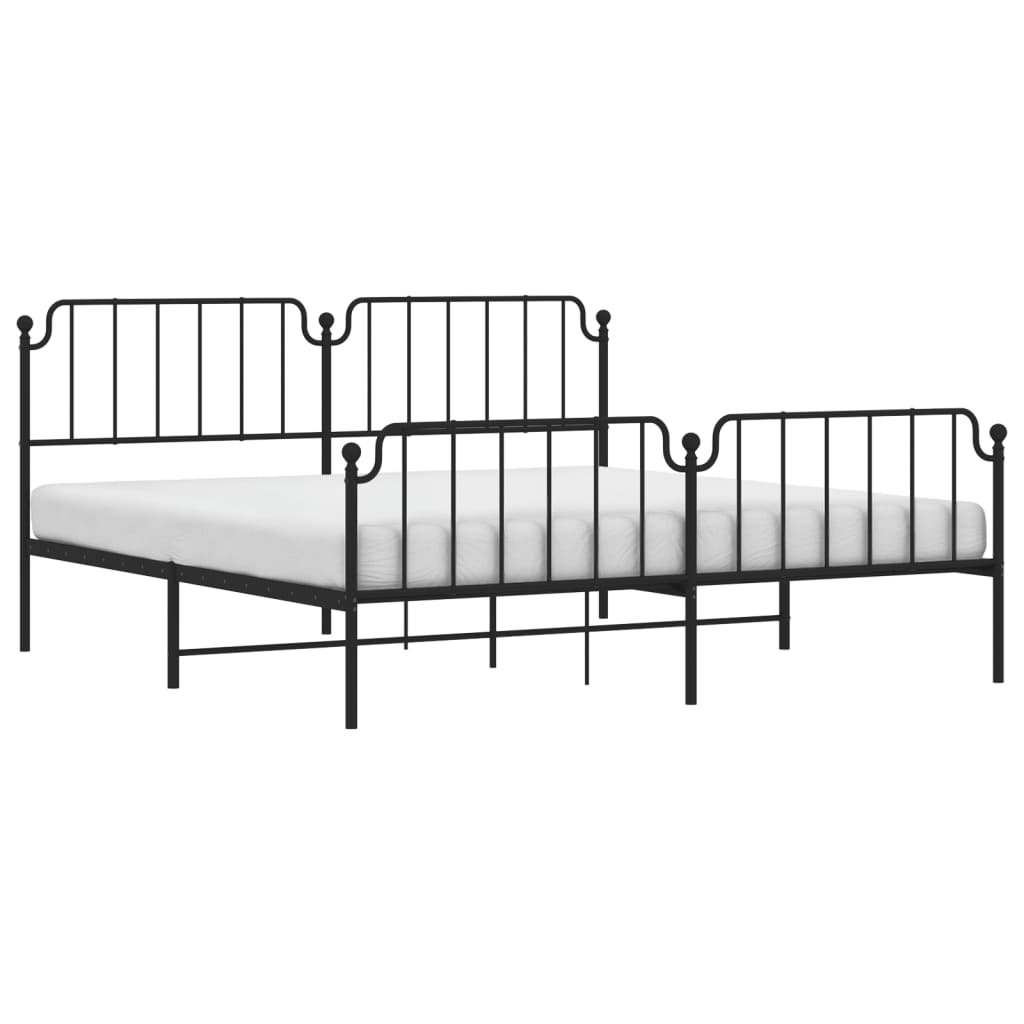 Bedframe met hoofd- en voeteneinde metaal zwart 193x203 cm is nu te koop bij PeponiXL, paradijselijk wonen!