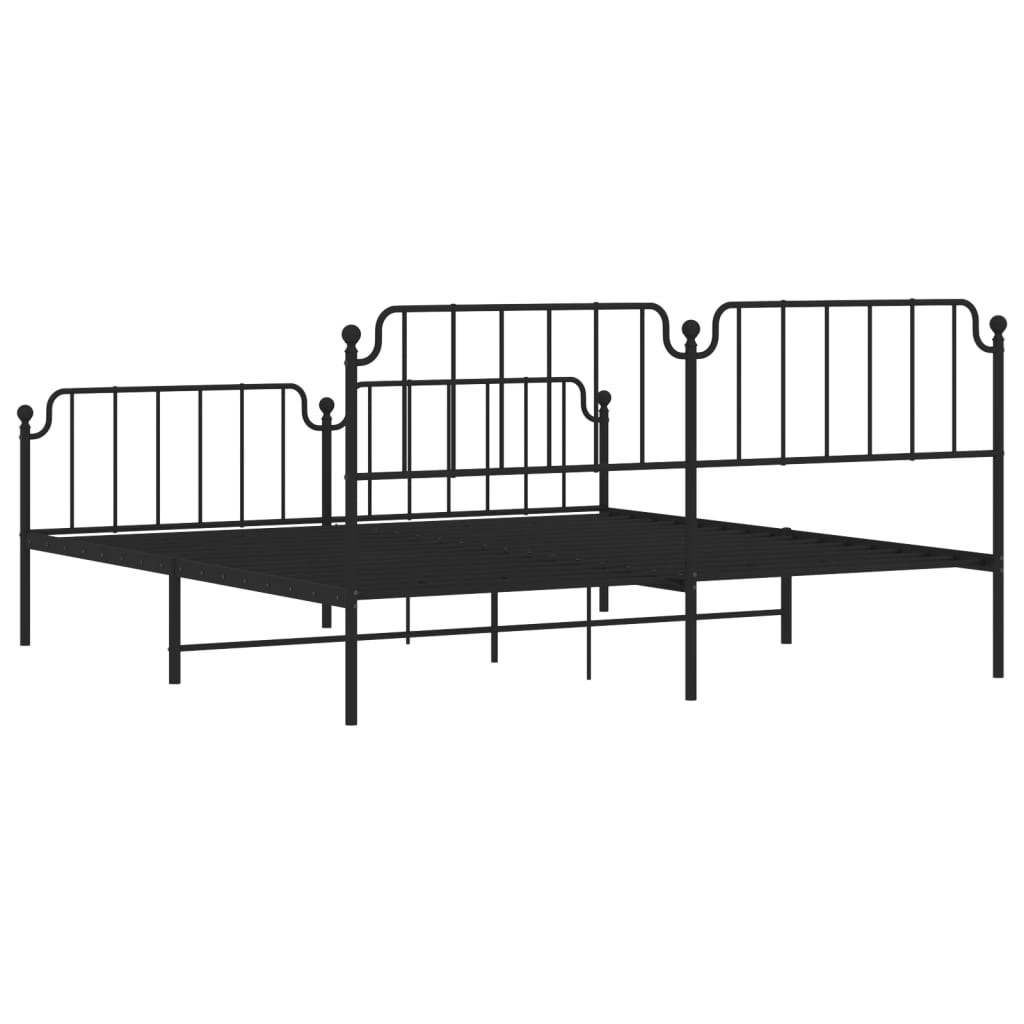 Bedframe met hoofd- en voeteneinde metaal zwart 193x203 cm is nu te koop bij PeponiXL, paradijselijk wonen!