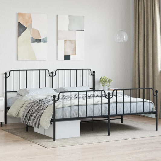 Bedframe met hoofd- en voeteneinde metaal zwart 193x203 cm is nu te koop bij PeponiXL, paradijselijk wonen!