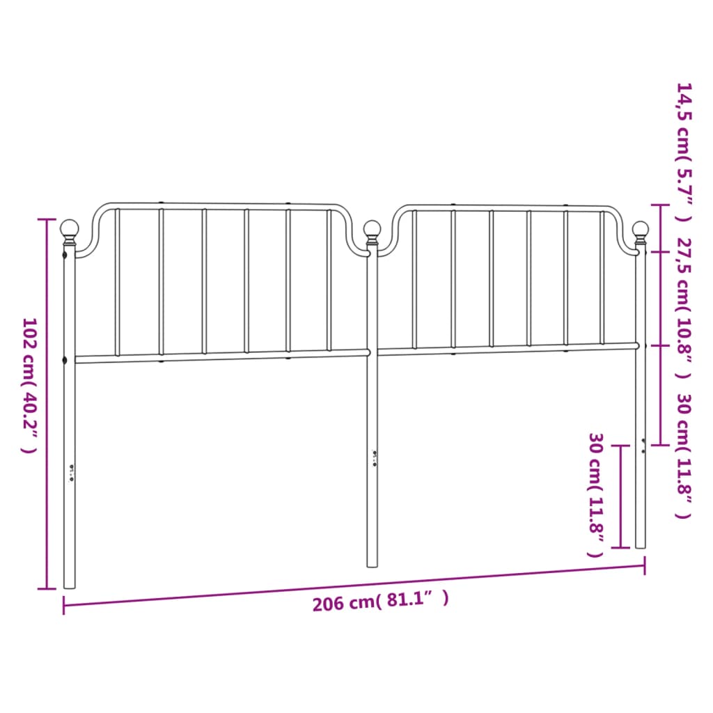 Vervangend hoofdbord 200 cm metaal zwart is nu te koop bij PeponiXL, paradijselijk wonen!