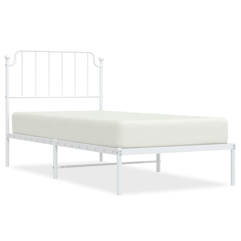 Bedframe met hoofdbord metaal wit 90x190 cm is nu te koop bij PeponiXL, paradijselijk wonen!