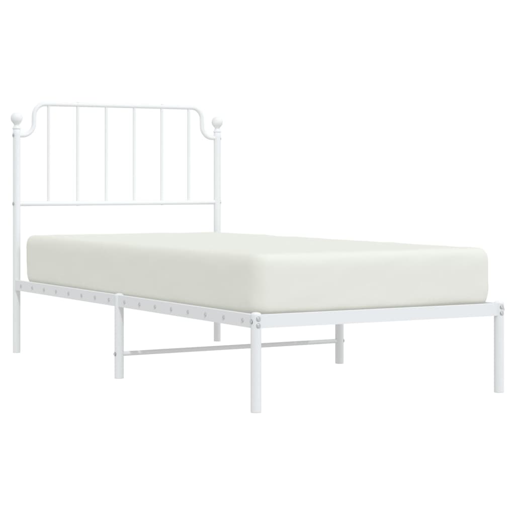 Bedframe met hoofdbord metaal wit 90x190 cm is nu te koop bij PeponiXL, paradijselijk wonen!