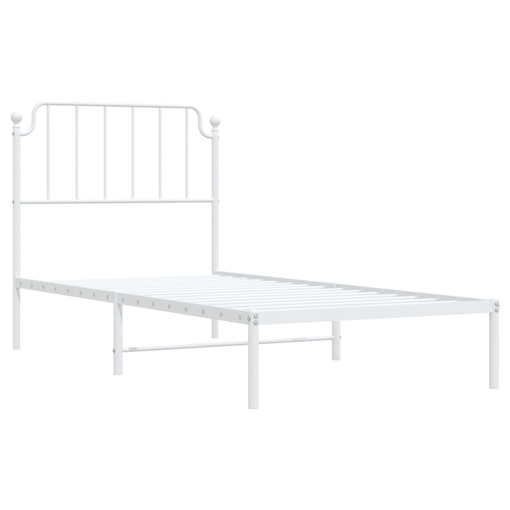 Bedframe met hoofdbord metaal wit 90x190 cm is nu te koop bij PeponiXL, paradijselijk wonen!