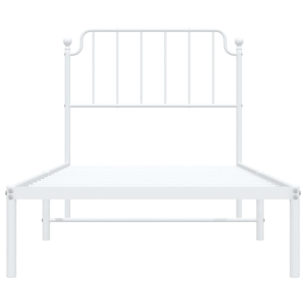 Bedframe met hoofdbord metaal wit 90x190 cm is nu te koop bij PeponiXL, paradijselijk wonen!
