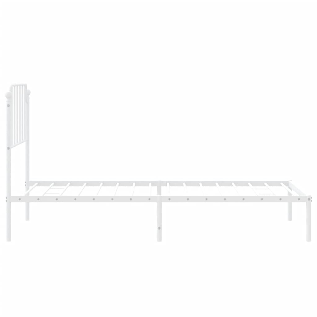 Bedframe met hoofdbord metaal wit 90x190 cm is nu te koop bij PeponiXL, paradijselijk wonen!