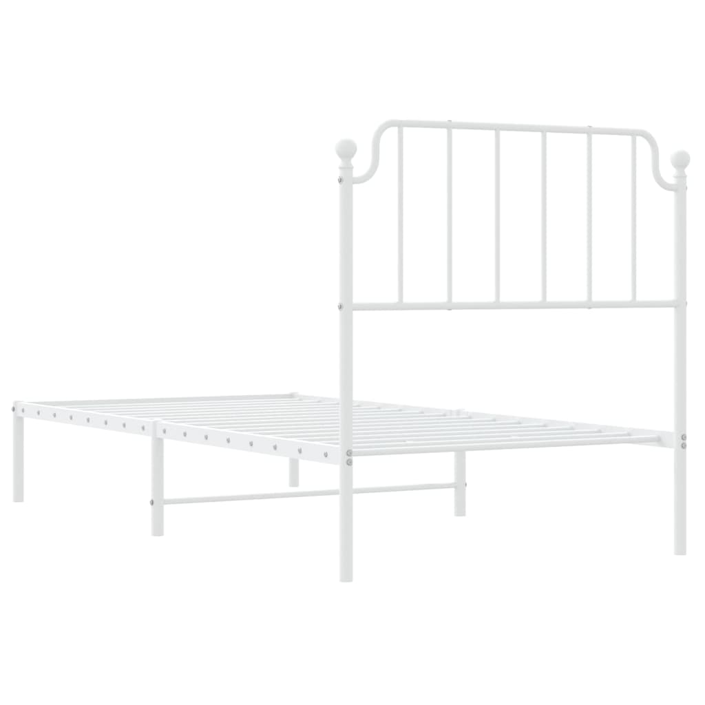 Bedframe met hoofdbord metaal wit 90x190 cm is nu te koop bij PeponiXL, paradijselijk wonen!