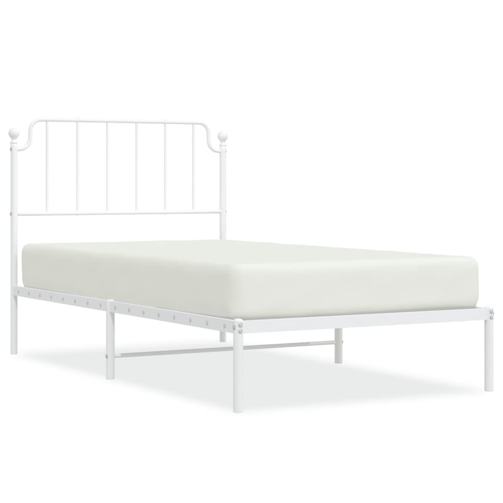 Bedframe met hoofdbord metaal wit 100x200 cm is nu te koop bij PeponiXL, paradijselijk wonen!