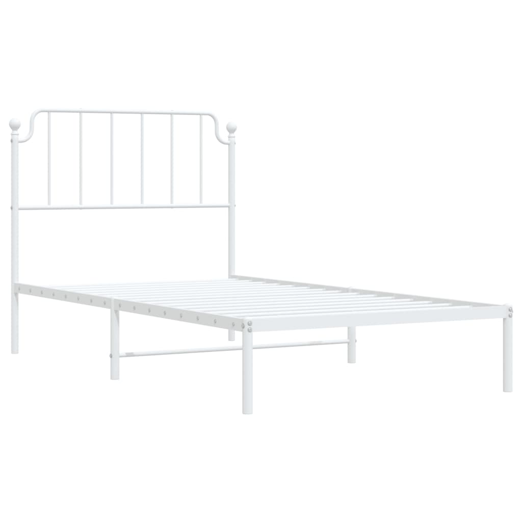 Bedframe met hoofdbord metaal wit 100x200 cm is nu te koop bij PeponiXL, paradijselijk wonen!