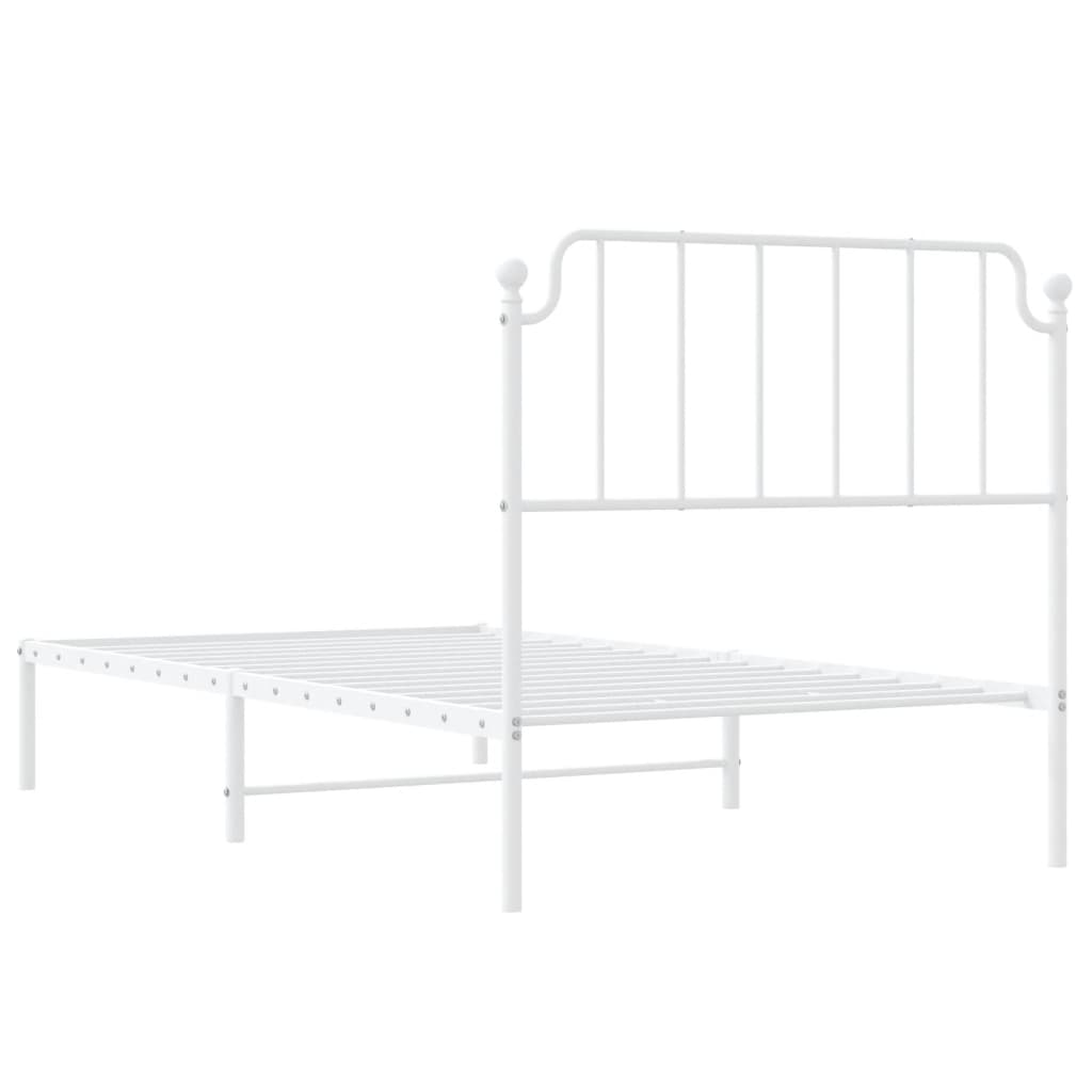 Bedframe met hoofdbord metaal wit 100x200 cm is nu te koop bij PeponiXL, paradijselijk wonen!